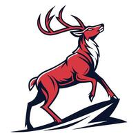 red stag deer running on the ground vector