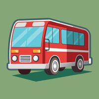 a red bus on a green background vector