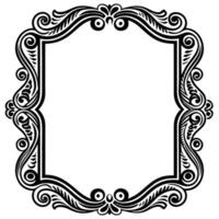 a black and white ornate frame with a scroll vector