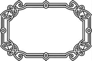 a black and white celtic frame with a border vector
