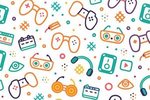 a colorful pattern with various game items vector