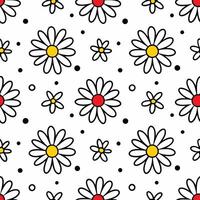 a seamless pattern with daisies and polka dots vector