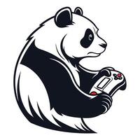 a panda holding a controller in its hands vector
