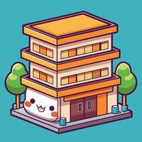 a cartoon building with a cute face on it vector