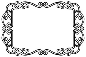 a black and white drawing of a frame with swirls vector