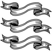 three black and white ribbons with a white background vector