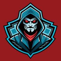 the evil man in a hoodie with red eyes vector