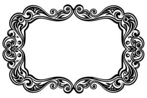 a black and white ornate frame with swirls vector