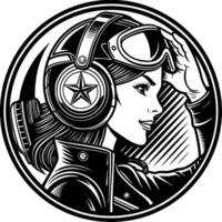 a woman in a helmet with a star on her head vector