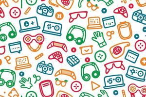 a colorful pattern of various electronic devices vector