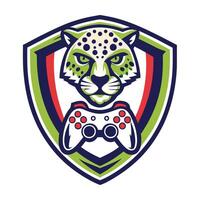 a jaguar holding a controller in its mouth vector