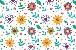 a colorful floral pattern with flowers and leaves vector