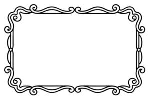 a black and white drawing of a frame with a scroll vector