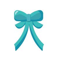 Turquoise decorative bow with ribbon, minimal flat style, isolated on white background, symbol of celebration and gift wrapping concept vector