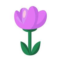 Minimalist illustration of a pink flower with green stem and leaves, isolated on white background, symbolizing simplicity and nature vector