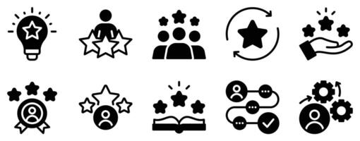 Experience Icon Set Engaging Solid Style Collection for Skills and Expertise vector