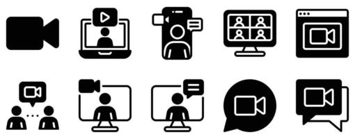Call Icon Set Modern Solid Style Collection for Virtual Communication vector