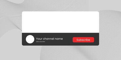 White and black card with a red subscribe button vector