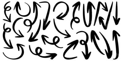 Set of Hand drawn arrows doodle on white background. vector
