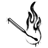 Spray Painted Graffiti Burning match isolated on white background. vector