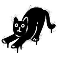Spray Painted Graffiti Cat icon Word Sprayed isolated with a white background. graffiti Kitty sign with over spray in black over white. vector