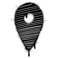 Spray Painted Graffiti Map pointer icon Sprayed isolated with a white background. graffiti GPS location symbol with over spray in black over white. vector