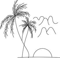 Continuous single line art of tree plant vector