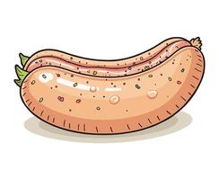 Sausage with lines and colors, coloring page vector