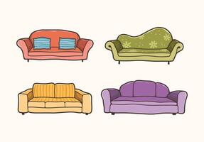 conjunto de sofá diseño, cómodo sofá pegatina ilustración vector