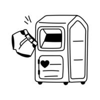 A stylized, icon of a donation machine with a pair of pants being inserted vector