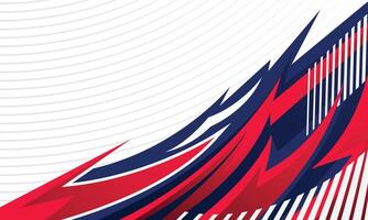 Abstract red and blue curved geometric lines racing background for car wrap decal vector