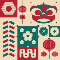 Chinese lunar new year in scandinavian style vector