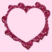 Heart-shaped frame with a glittery textured border. For Valentine's Day-themed decorations and designs. Luxurious and sparkling detail for love-themed projects. Decorative element for festive posters. vector