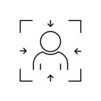 Focus on client icon, customer centricity line vector