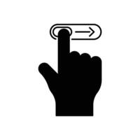 digital unlock or slider icon with black finger point. simple flat outline slide logotype graphic web element design isolated on white background. concept of user interface badge or enable gadget vector