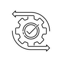 easy operation process with thin line gearwheel. outline trend modern simple recycle or execute logotype graphic design element isolated on white. concept of financial engine or solution realization vector