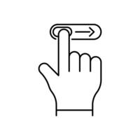 swipe right like thin line unlock icon. linear flat trend modern stroke logotype graphic lineart design isolated on white background. concept of cell phone user interface and easy login or enable vector
