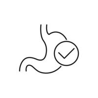 Stomach and check mark icon, line vector