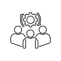 technical committee or tech support simple icon. outline group or crowd of people and manager logotype graphic stroke design isolated on white. concept of easy or hard crm optimize and enterprise vector