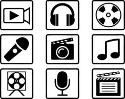 Line Art Illustration Media and Entertainment line icon set, line art symbol of media and entertainment outline icon art illustration vector