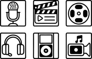 Line Icon Designs line icon set, line art symbol of media and entertainment outline icon art illustration vector