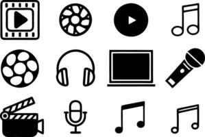 Creative Media Icons line icon set, line art symbol of media and entertainment outline icon art illustration vector
