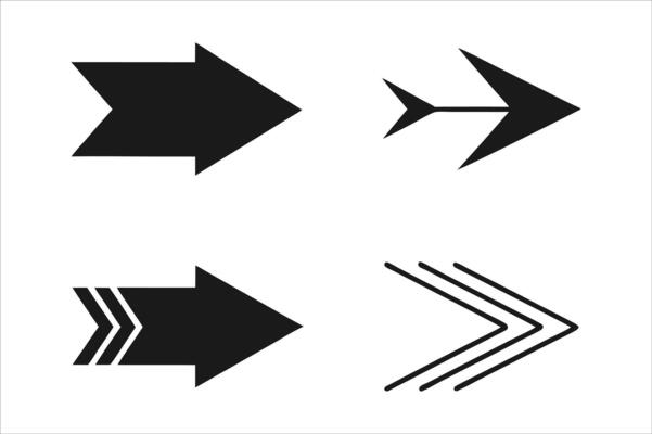 Arrow Iconography Sleek Black Symbols black arrow icon, simple modern thin arrows symbol art illustration isolated on white background