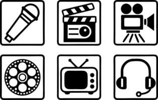 Modern Outline Icons for Media and Entertainment line icon set, line art symbol of media and entertainment outline icon art illustration vector