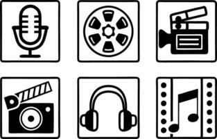 Media and Entertainment Line Art line icon set, line art symbol of media and entertainment outline icon art illustration vector