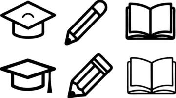 line art symbol of education and learning outline icon art illustration line icon set isolated on transparent background vector
