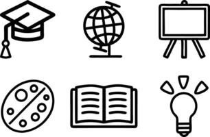line icon set, line art symbol of education and learning outline icon art illustration isolated on transparent background vector