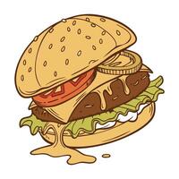 Editable Burger Illustration with White Background vector
