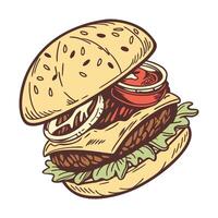 Burger Graphic Design Editable Illustration with White Background vector