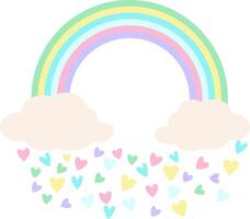 Magic rainbow with clouds and heart vector